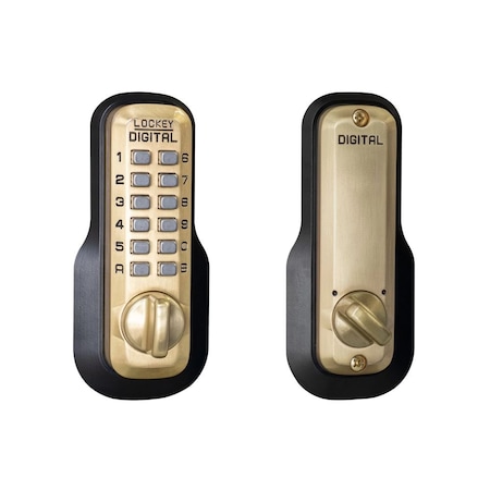 Lockey Usa Mechanical Keyless Deadbolt, Single Sided, M210, Satin Brass M210SB